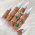 Amazon Cross border Light Luxury Jewelry Color Diamond Set Four Piece Ring Set Geometric Imitation Gemstone Set Ring Set