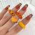 Korean jewelry industry drip oil colored peach heart smiling face ring cross-border fashion multi-layer heart-shaped joint index finger ring set