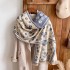 400g Thick Version Retro Ethnic Style Bluebird Scarf for Women's Winter Luxury Warm Neck Imitation Cashmere Shawl