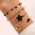 Cross border high-end light luxury jewelry from Europe and America, colorful flower inlaid diamond four layer bracelet, leaf sunflower multi-layer bracelet