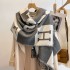 2022 European and American new imitation cashmere tassel scarf women's H autumn and winter warm double-sided scarf air conditioning blanket shawl