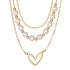 Cross border fashion hot selling retro love peach heart pearl gold necklace 3-piece set multi-layer stacked collarbone chain for women