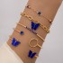 AliExpress Cross border Jewelry Blue Butterfly Inlaid Diamond Hollow Four Layer Bracelet Geometric Opening Four Piece Bracelet Set