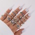 European and American Cross border New Jewelry Ring Vintage Ethnic Style Mushroom Love Moon Leaf Ancient Silver 7-piece Set Ring