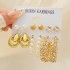 Euro American Cross border Alloy Earrings Square Geometric Earrings Set 6-piece Retro Pearl Card Earrings Earrings and Accessories