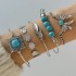 Cross border Bohemian style turquoise leaf bracelet with ethnic style bow flower turquoise bracelet set