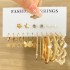 Cross border Pearl Inlaid Women's Card Earrings Creative French Retro Gold Earring Set 6-piece Set