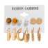 Cross border Pearl Inlaid Women's Card Earrings Creative French Retro Gold Earring Set 6-piece Set