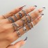 European and American Cross border Retro Vintage Butterfly Serpentine Ring Set Combination Open Multi Joint Ring Set 9-Piece Set