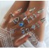 European and American New Ring Set Retro Sun Eye Arrow Moon Ring Set Sapphire Ring Nineteen Piece Set