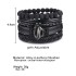 Retro bead bracelet for men, fashionable hollow triangular leather bracelet and bracelet, multi-layer wide wrapped jewelry