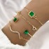 Cross border new European and American bracelet ins retro inlaid green diamond square bracelet inlaid diamond butterfly heart bracelet 4-piece set