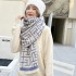 Scarf for women, versatile in autumn and winter, imitation cashmere double-sided maze grid thick scarf, Nordic style cold proof and warm shawl