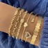 Cross border European and American retro personality exaggerated wide face bracelet set gold smooth irregular wristband bracelet multi piece set