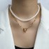 Pearl necklace, women's fashionable style, trendy OT buckle, heart pendant, collarbone chain, internet famous accessory, cool style sweater, collarbone chain