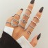 European and American Cross border Retro Vintage Butterfly Serpentine Ring Set Combination Open Multi Joint Ring Set 9-Piece Set