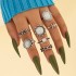 European and American Cross border Ring Set Retro Geometric Round Oval Imitation Opal Gemstone 8-Piece Set Ring Joint Ring