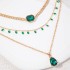 Cross border imitation grandmother emerald temperament versatile multi-layer bow necklace light luxury diamond inlaid love flower necklace