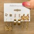 Cross border Pearl Inlaid Women's Card Earrings Creative French Retro Gold Earring Set 6-piece Set