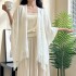 Fresh air-conditioned room versatile 2024 classic thin shawl women's hollow tassel fashion outfit cheongsam white cape