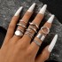 European and American Cross border Geometric Metal Wind Lava Line Ring Four Piece Set Irregular Smooth Open Ring Set