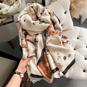 2022 Autumn/Winter New Imitation Cashmere Scarf Women's Steed Pattern Versatile Long Style Tassel Shawl Fashionable Thick Neck