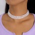 European and American fashion multi-layer imitation pearl necklace with a high-end temperament, Baroque size bead French retro collar for women