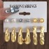 Cross border source new high-end gold personalized water droplet earrings creative complex C-shaped earring set 6 pairs wholesale