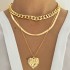 Cross border personalized and trendy alloy heart pendant necklace from Europe and America, vintage multi-layer thick chain necklace, wholesale for women