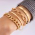 Cross border European and American retro personality exaggerated wide face bracelet set gold smooth irregular wristband bracelet multi piece set