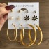 Fashionable commuting large circle earrings with heart-shaped earrings, simple geometric coils, metal card earrings set