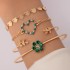 European and American new minimalist metal imitation emerald inlaid diamond bracelet full of diamonds square diamond heart bracelet fashionable four piece set for women