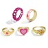 Korean jewelry industry drip oil colored peach heart smiling face ring cross-border fashion multi-layer heart-shaped joint index finger ring set