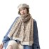 Scarf for women, versatile in autumn and winter, imitation cashmere double-sided maze grid thick scarf, Nordic style cold proof and warm shawl