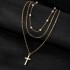 New cross-border artificial pearl collarbone chain from Europe and America, creative cross pendant necklace, retro multi-layer layered layered necklace