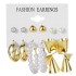 Euro American Cross border Alloy Earrings Square Geometric Earrings Set 6-piece Retro Pearl Card Earrings Earrings and Accessories