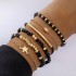 Amazon Cross border Retro Black Rice Bead Bead Bracelet 6-piece Bohemian Style Pentagram Bracelet Set