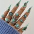 Cross border European and American new retro ethnic style inlaid turquoise carved feather ring set, fashionable and personalized ring for women