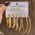 Fashionable commuting large circle earrings with heart-shaped earrings, simple geometric coils, metal card earrings set