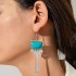 Cross border jewelry retro inlaid turquoise wrapped snake shaped earrings, ear bone clips, versatile ethnic style long ear hooks for women