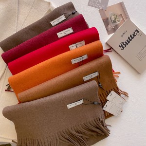 Korean autumn and winter new classic solid color wool women's warm scarf fashionable and high-end scarf for couples