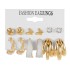 Euro American Cross border Alloy Earrings Square Geometric Earrings Set 6-piece Retro Pearl Card Earrings Earrings and Accessories