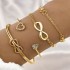 European and American cross-border alloy heart knot bracelet set creative peach heart heart geometric cross bracelet 4-piece set batch