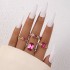 Amazon Cross border Light Luxury Jewelry Color Diamond Set Four Piece Ring Set Geometric Imitation Gemstone Set Ring Set