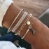 European and American minimalist silver smooth tassel bracelet, personalized multi-layer chain disc 4-piece set bracelet