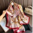 2023 New Simulated Silk Silk Women's Mountain Camellia Explosive Shawl Beach Scarf Thin Edition Trendy Brand New Silk Satin Multiple Scarves