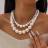 European and American fashion multi-layer imitation pearl necklace with a high-end temperament, Baroque size bead French retro collar for women