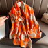 2023 New Simulated Silk Silk Women's Mountain Camellia Explosive Shawl Beach Scarf Thin Edition Trendy Brand New Silk Satin Multiple Scarves