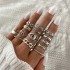 European and American Cross border Retro Vintage Butterfly Serpentine Ring Set Combination Open Multi Joint Ring Set 9-Piece Set