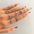 European and American Cross border Retro Vintage Butterfly Serpentine Ring Set Combination Open Multi Joint Ring Set 9-Piece Set